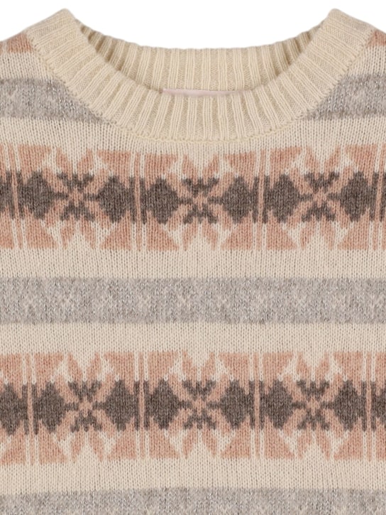 Bonpoint: Suéter de punto de mezcla de lana - Blanco/Multi - kids-girls_1 | Luisa Via Roma