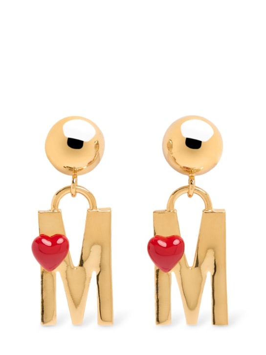 Moschino: Heart logo drop earrings - women_0 | Luisa Via Roma