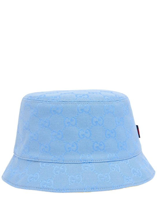 Gucci: Cappello bucket in tessuto GG - Mindful Azure - women_0 | Luisa Via Roma