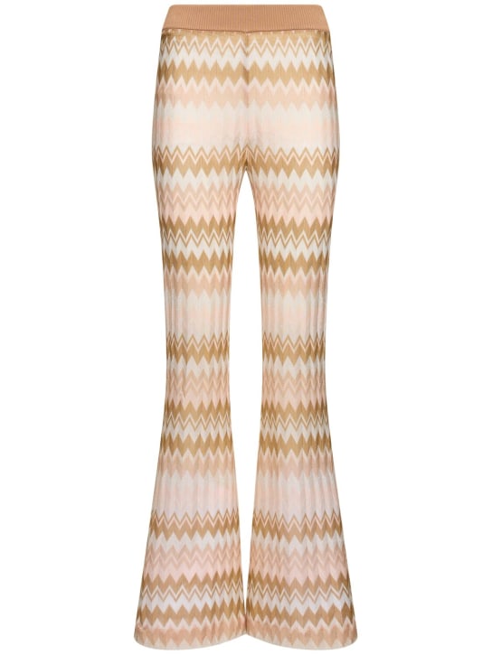 Missoni: Pantaloni svasati in maglia di viscosa lamé - women_0 | Luisa Via Roma