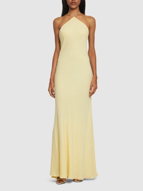 The Andamane: Rebecca silk georgette maxi slip dress - Yellow - women_1 | Luisa Via Roma