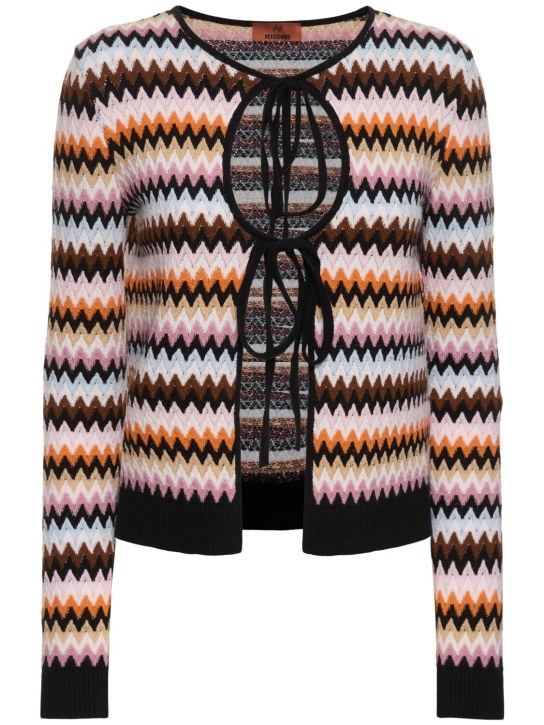 Missoni: Striped wool knit self-tie cardigan - women_0 | Luisa Via Roma