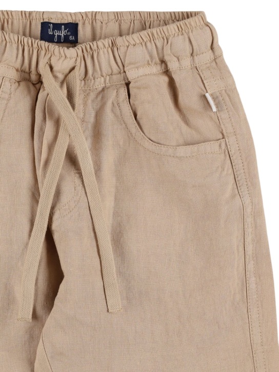 Il Gufo: Pantalon en lin avec cordons - Beige - kids-boys_1 | Luisa Via Roma