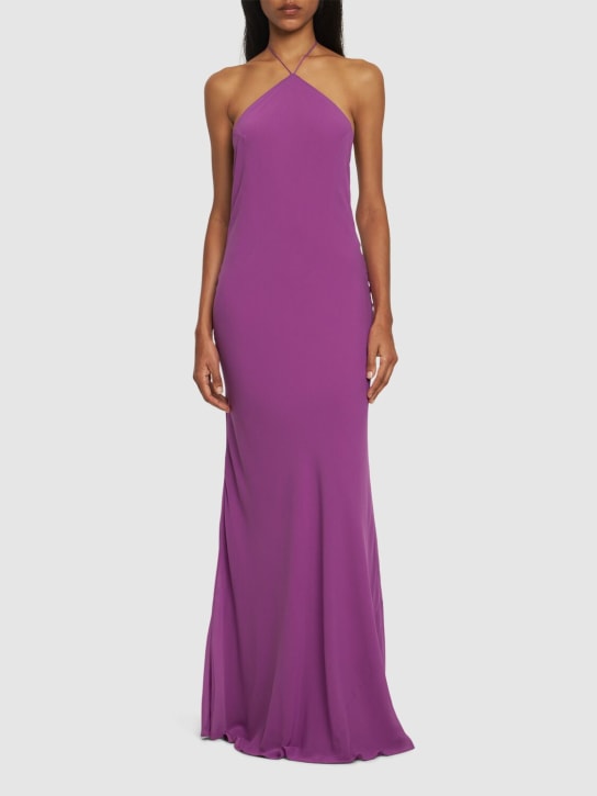 The Andamane: Rebecca silk georgette maxi slip dress - Viola - women_1 | Luisa Via Roma