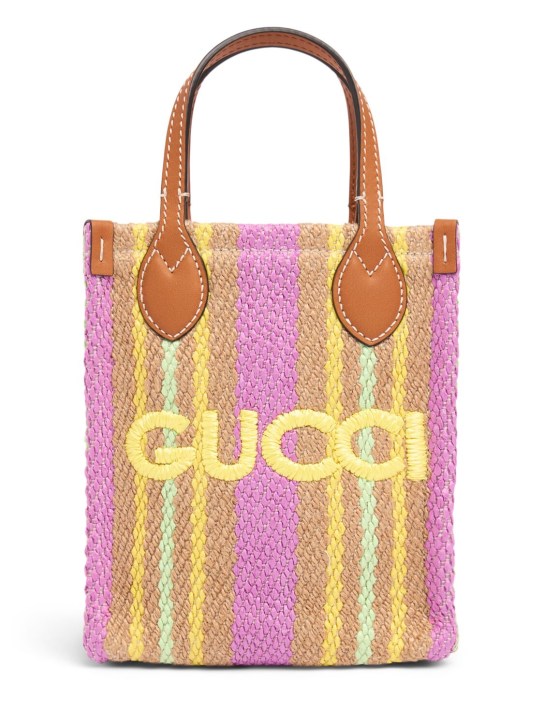 Gucci: Sac super mini en toile à logo - Jaune/Multi - women_0 | Luisa Via Roma