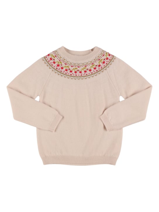 Bonpoint: Sweater aus Wollstrickjacquard - Beige - kids-girls_0 | Luisa Via Roma