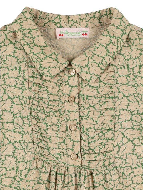 Bonpoint: Printed silk blend shirt - Green/Multi - kids-girls_1 | Luisa Via Roma