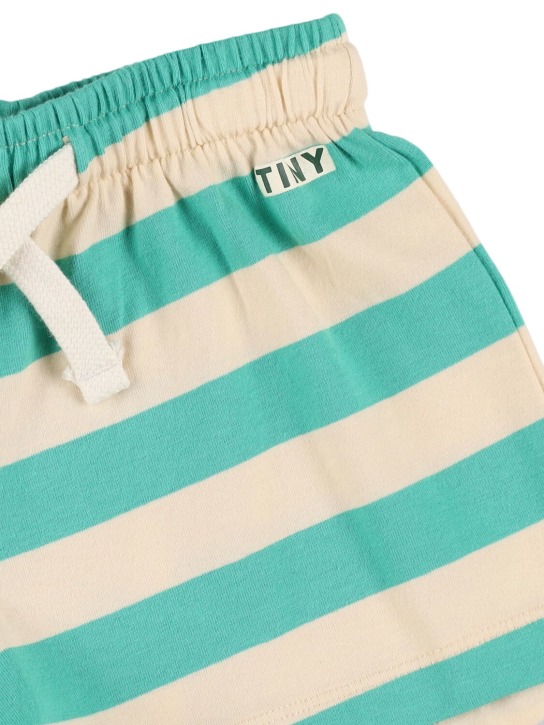 Tiny Cottons: Shorts aus Pima-Baumwolle mit Streifen - Grün/Beige - kids-boys_1 | Luisa Via Roma