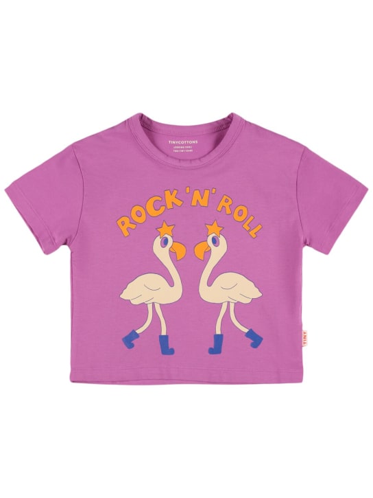 Tiny Cottons: Printed organic cotton t-shirt - Purple - kids-girls_0 | Luisa Via Roma