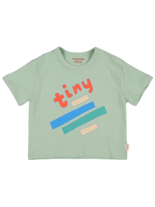 Tiny Cottons: T-shirt en coton biologique imprimé - Vert - kids-boys_0 | Luisa Via Roma
