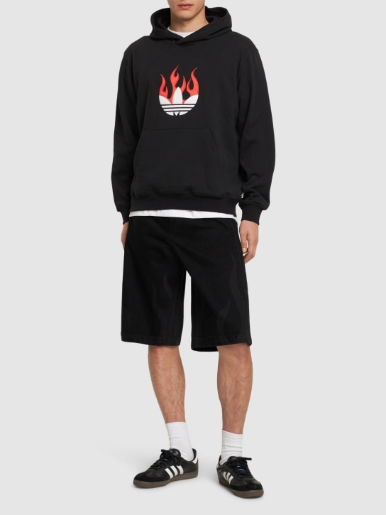 adidas Originals: Flames cotton hoodie - Black - men_1 | Luisa Via Roma