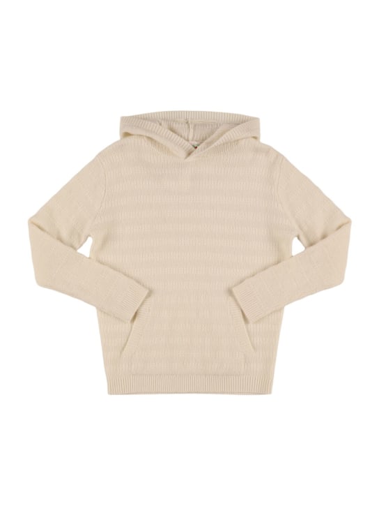 Bonpoint: フーデッドカシミアニットセーター - ホワイト - kids-boys_0 | Luisa Via Roma