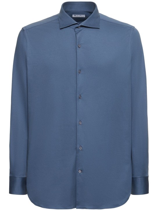 Loro Piana: Camicia Andrew MI in jersey di cotone - Ceramic Blue - men_0 | Luisa Via Roma