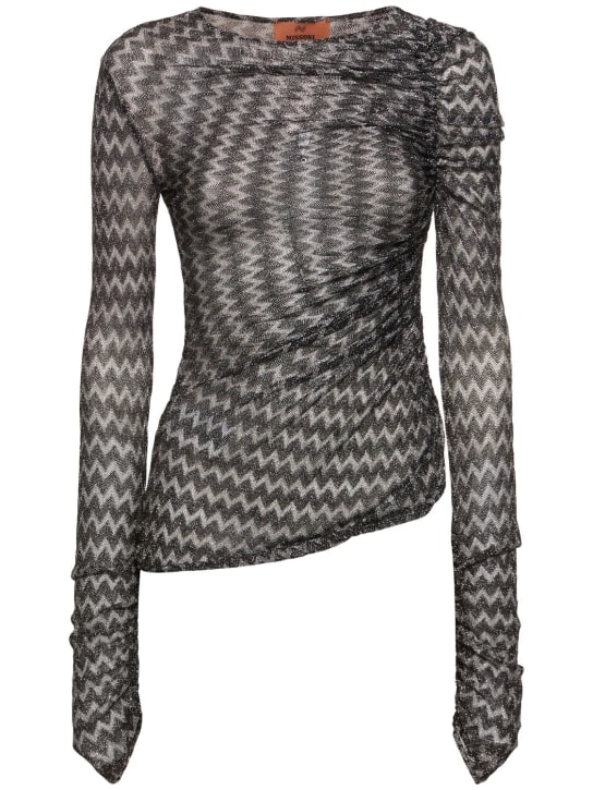Missoni: Chevron lurex gathered long sleeve top - women_0 | Luisa Via Roma