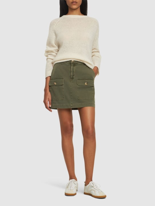 ANINE BING: Aliza cotton mini skirt - Army Green - women_1 | Luisa Via Roma