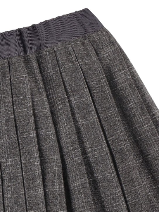 Bonpoint: Gonna a pieghe in misto poly a quadri - Grigio - kids-girls_1 | Luisa Via Roma