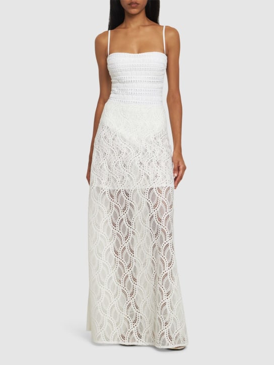 Ermanno Scervino: Embroidered lace high-rise long skirt - White - women_1 | Luisa Via Roma