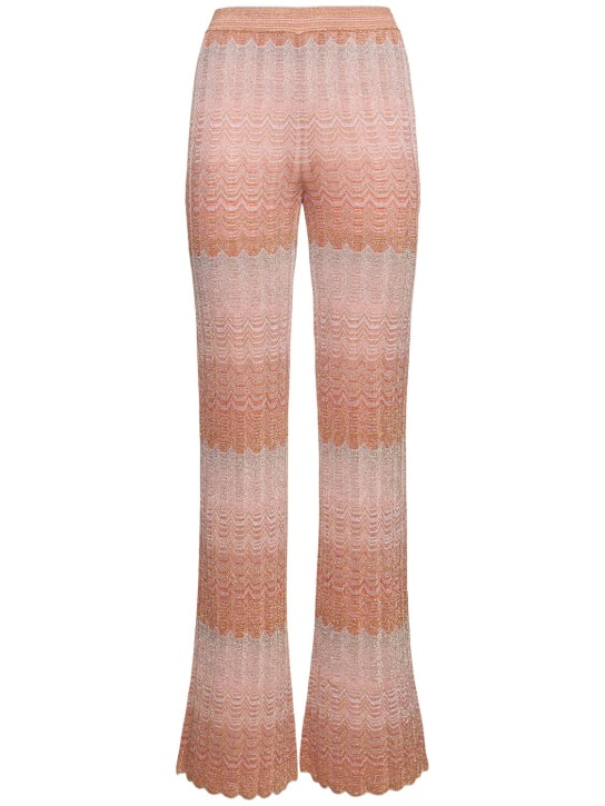 Missoni: Striped knit viscose lamé flared pants - women_0 | Luisa Via Roma