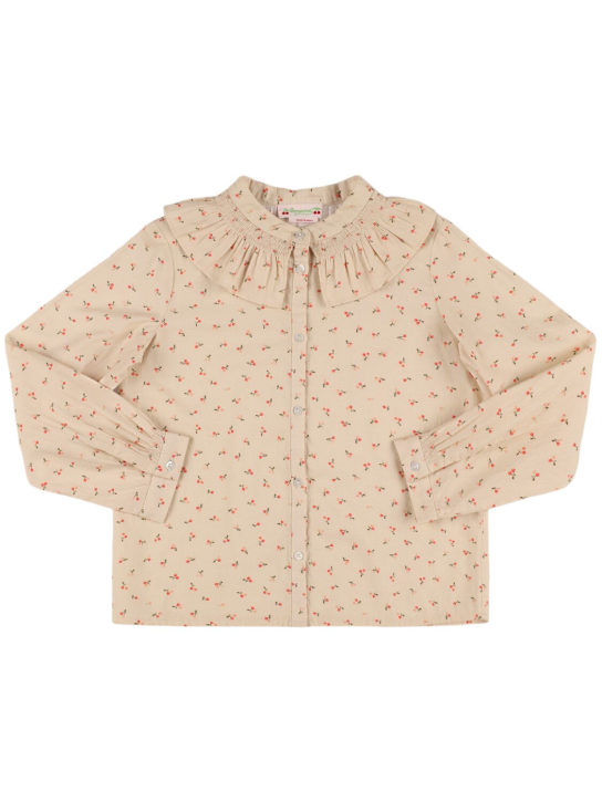 Bonpoint: Camicia in cotone stampato - Rosa/Multi - kids-girls_0 | Luisa Via Roma