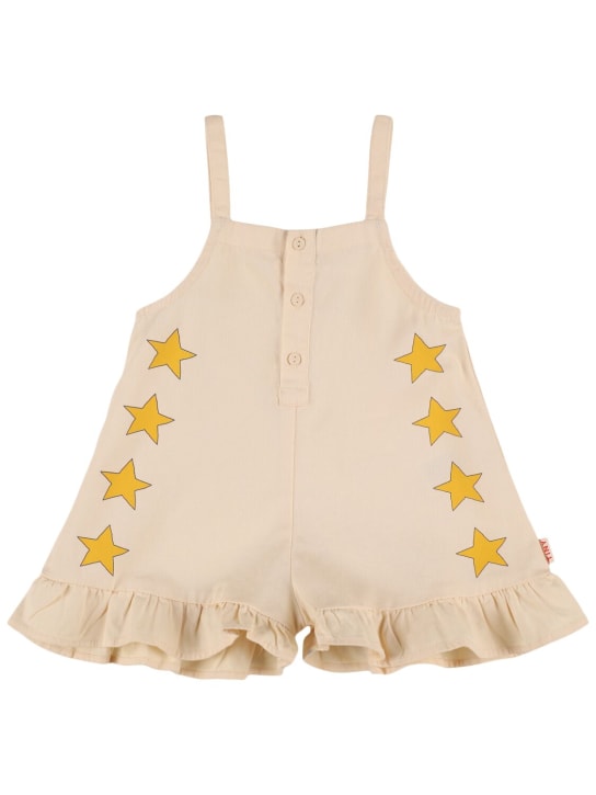 Tiny Cottons: Star print cotton jumpsuit - Beige - kids-girls_0 | Luisa Via Roma
