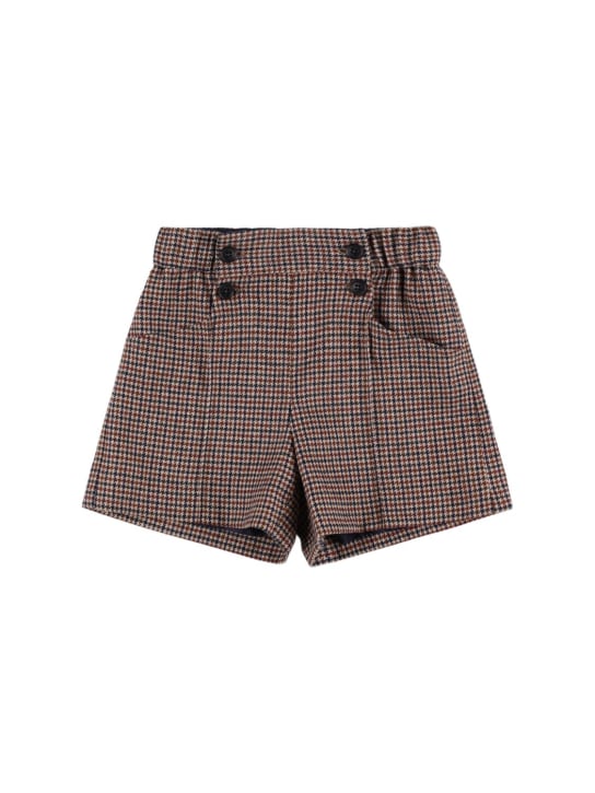 Bonpoint: Printed wool blend shorts - Brown - kids-girls_0 | Luisa Via Roma