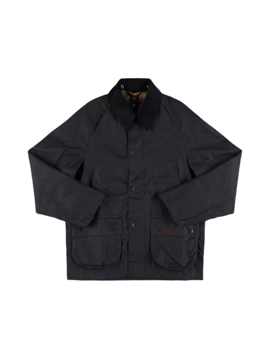 BARBOUR: Giacca Bedale in cotone cerato - Navy - kids-boys_0 | Luisa Via Roma