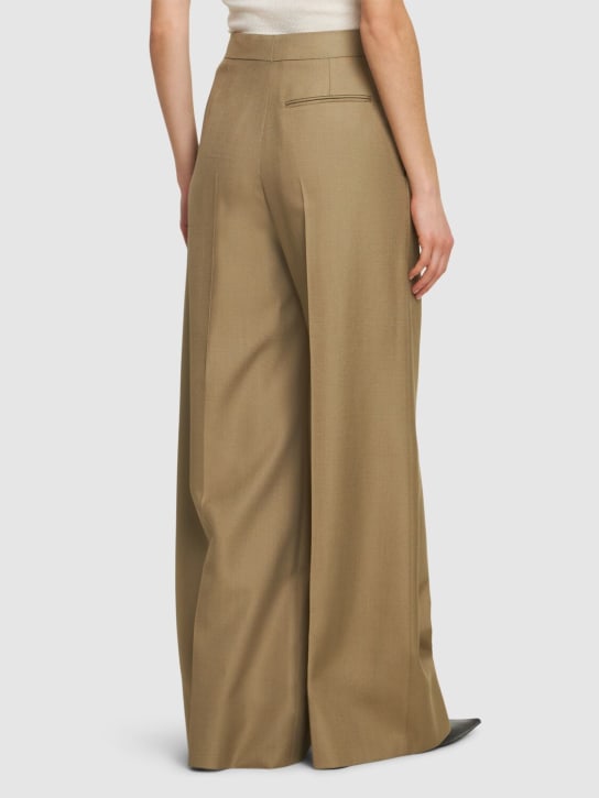 Stella McCartney: 粘胶纤维高腰阔腿裤 - 深米黄色 - women_2 | Luisa Via Roma