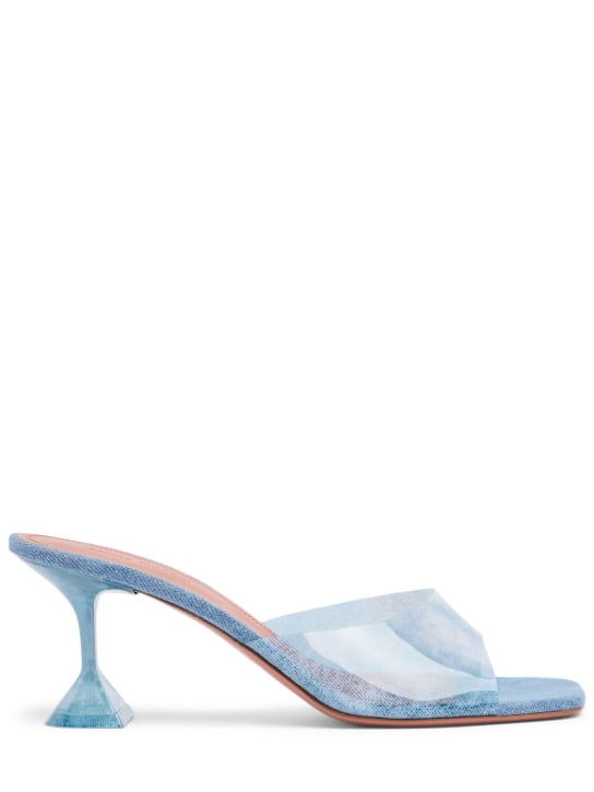 Amina Muaddi: 70毫米Lupita牛仔&PVC穆勒鞋 - 蓝色 - women_0 | Luisa Via Roma