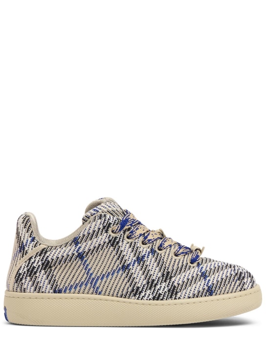 Burberry: MF Box knitted low top sneakers - Lichen Ip Check - men_0 | Luisa Via Roma