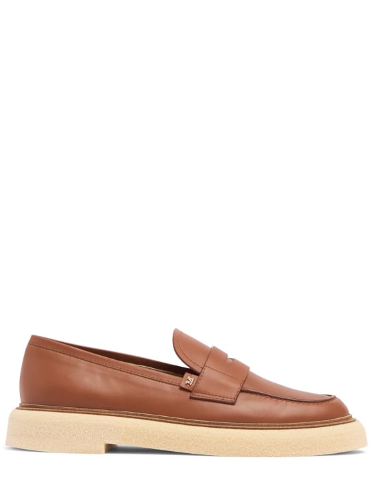 Max Mara: 30mm Rough leather loafers - Brown - women_0 | Luisa Via Roma