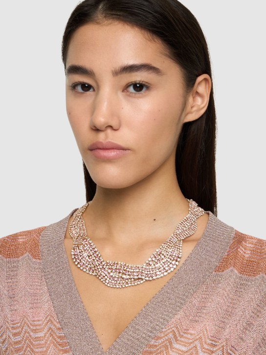 Rosantica: Chevron crystal collar necklace - Gold/Crystal - women_1 | Luisa Via Roma