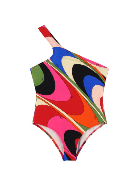 Pucci: Printed Lycra one-piece swimsuit - Multicolor - kids-girls_0 | Luisa Via Roma