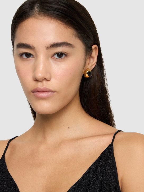 Moschino: Heart Buttons studs earrings - Gold/Black - women_1 | Luisa Via Roma