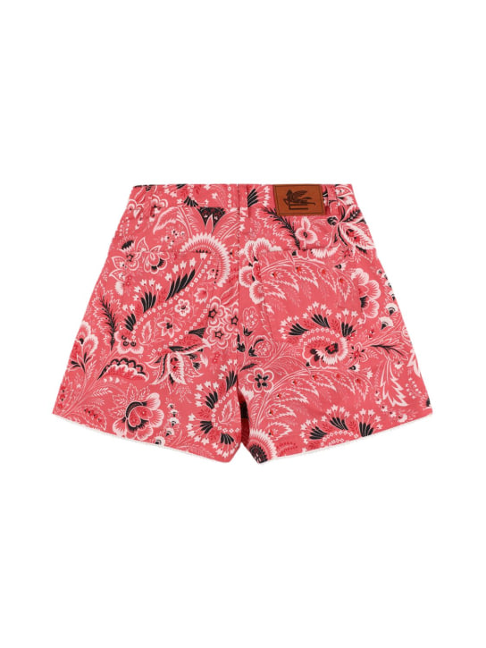 Etro: Shorts in popeline di cotone stampato - Fucsia/Avorio - kids-girls_1 | Luisa Via Roma