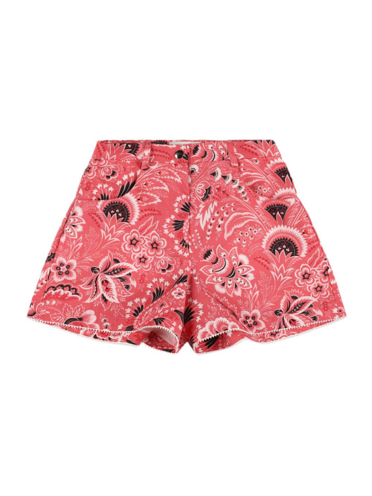 Etro: Shorts de popelina de algodón estampados - Fuchsia/Ivory - kids-girls_0 | Luisa Via Roma