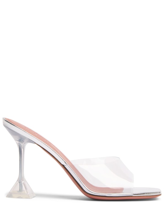 Amina Muaddi: 95mm Lupita PVC mule sandals - Transparent - women_0 | Luisa Via Roma