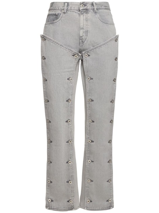 Y/PROJECT: Detachable panel midrise straight jeans - Light Grey - men_0 | Luisa Via Roma