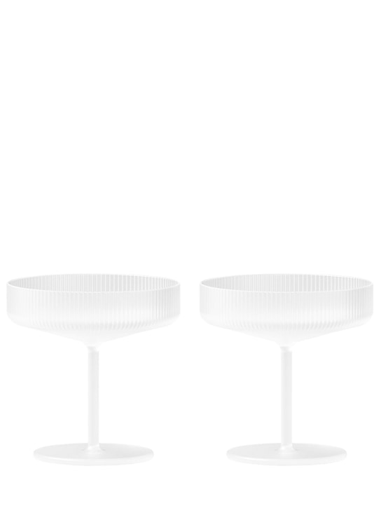 Ferm Living: Lot de 2 coupes de champagne Ripple - Blanc - ecraft_0 | Luisa Via Roma