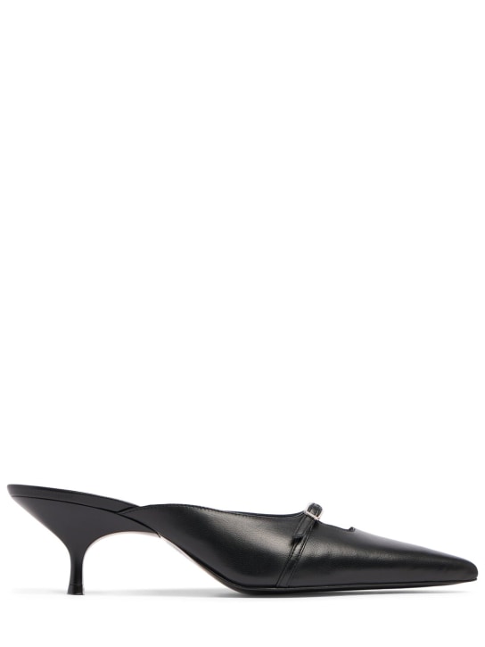Gia Borghini: Zapatos mules de piel 35mm - Negro - women_0 | Luisa Via Roma