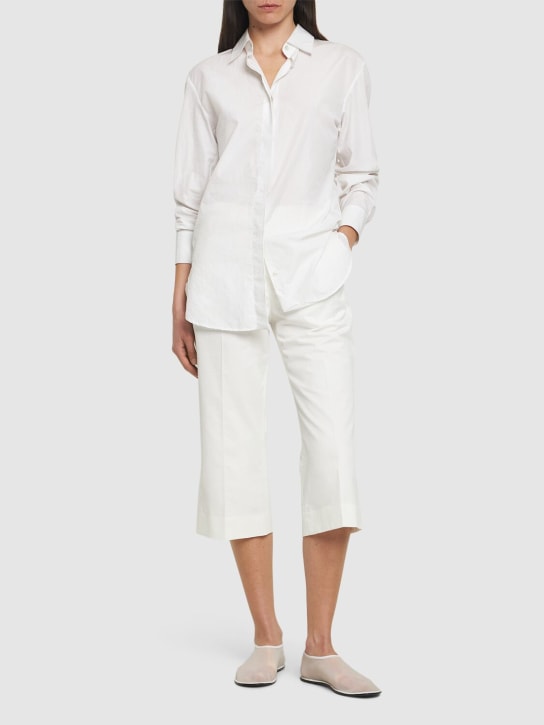 The Row: Pantalones de sarga de algodón - Blanco - women_1 | Luisa Via Roma