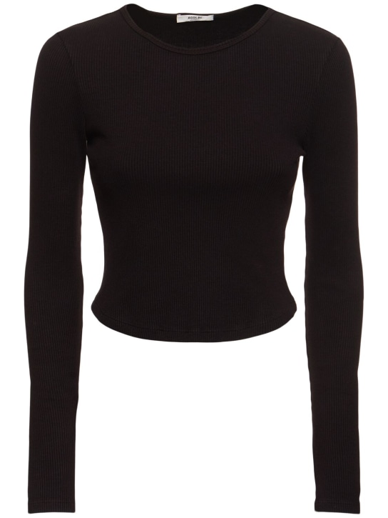 Agolde: Nova cotton blend jersey t-shirt - Dark Brown - women_0 | Luisa Via Roma