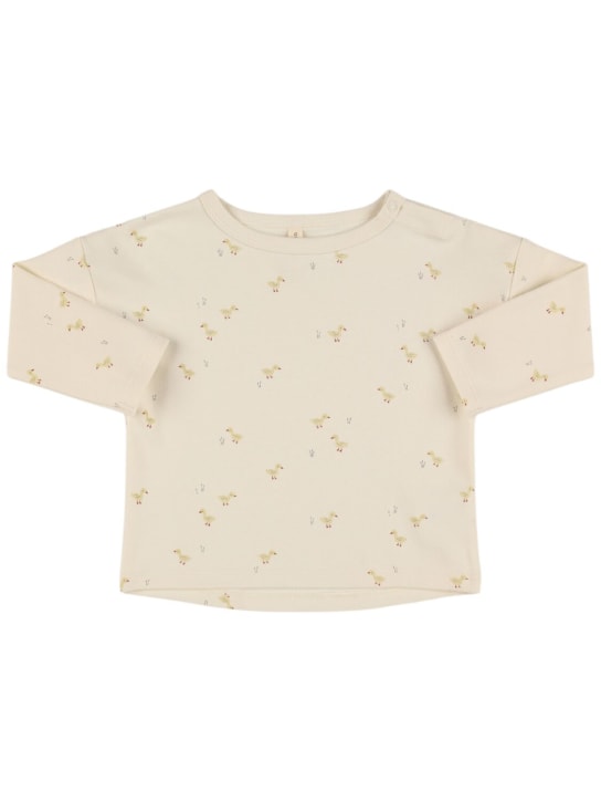 Quincy Mae: Camiseta de jersey de algodón orgánico - Beige - kids-girls_0 | Luisa Via Roma