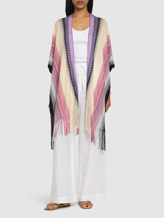 Missoni: Fringed viscose knit cape - Multicolor - women_1 | Luisa Via Roma