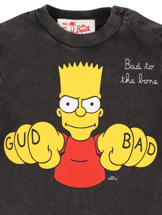 Mc2 Saint Barth: Bart Simpson印花棉质平纹针织T恤 - 黑色 - kids-boys_1 | Luisa Via Roma