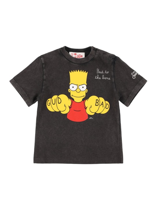 Mc2 Saint Barth: Bart Simpson コットンジャージーTシャツ - ブラック - kids-boys_0 | Luisa Via Roma
