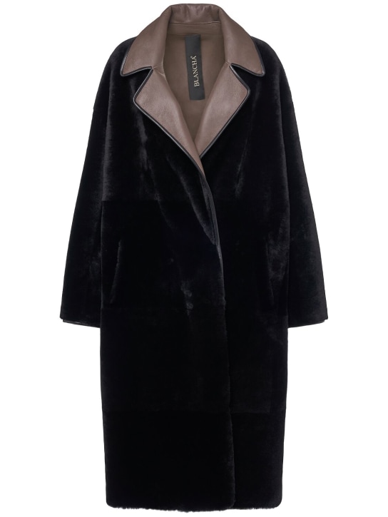 Blancha: Reversible shearling coat - Black/Brown - women_0 | Luisa Via Roma