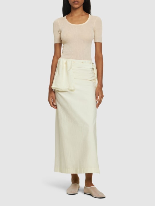Lemaire: Buttoned cotton blend long skirt - Ivory - women_1 | Luisa Via Roma