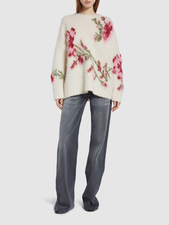 Blumarine: Knit crewneck sweater - Ivory/Multi - women_1 | Luisa Via Roma