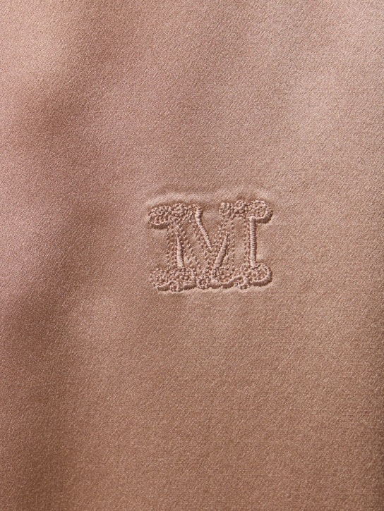 Max Mara: Camicia larga in raso di seta - Bronze - women_1 | Luisa Via Roma