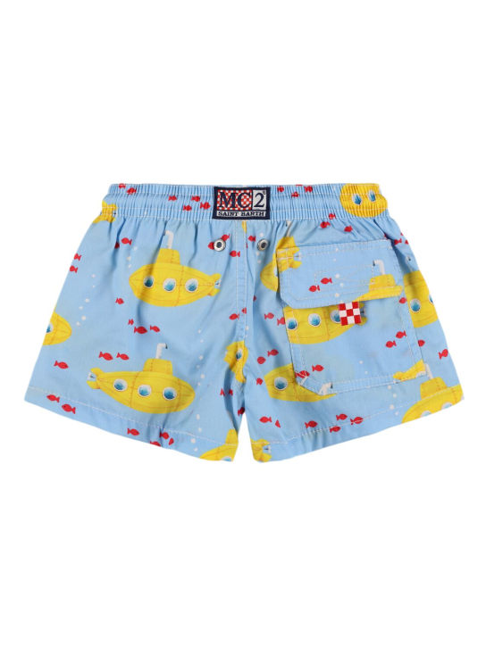 Mc2 Saint Barth: Submarine print cotton swim shorts - Blue/Multi - kids-boys_1 | Luisa Via Roma